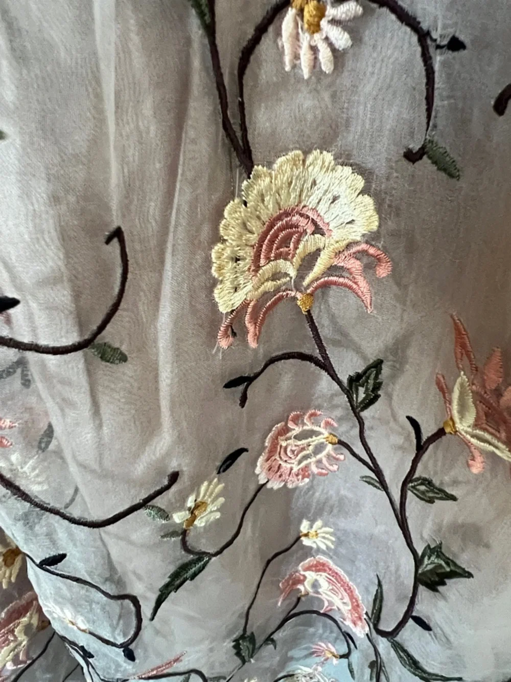 Anthropologie Let Me Be Patchwork Boho Blouse Sheer Embroidered Floral Design M - Picture 7 of 16